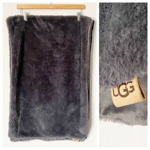 UGG Polar Body Pillow Cover, 20"x 54" Soft Fuzzy Grey Zippered Pillow Cover